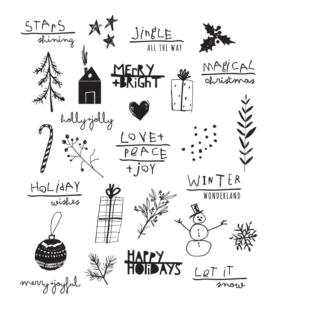 Tim Holtz Cling Rubber Stamps SEASONAL SCRIBBLE CMS386
