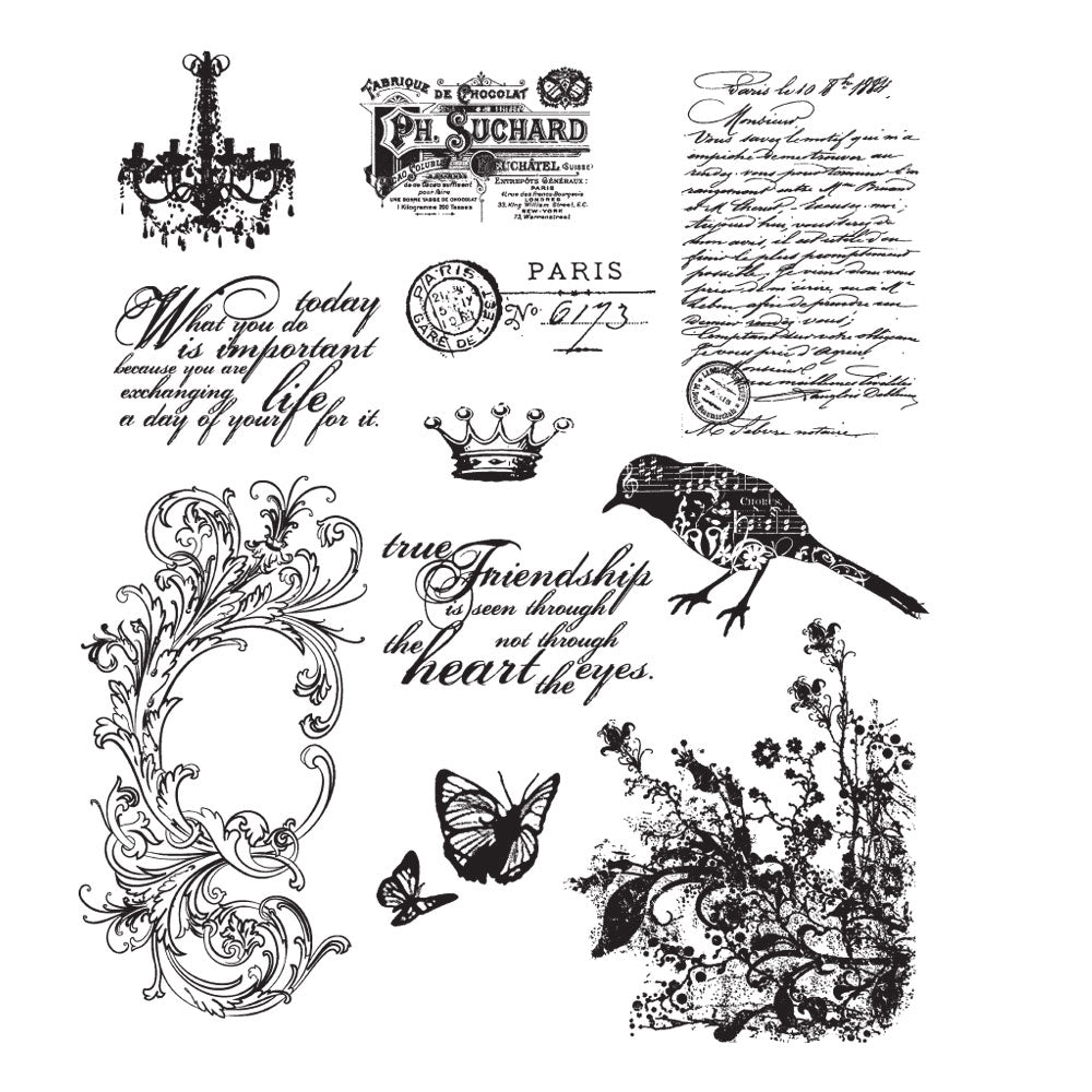 Tim Holtz Cling Rubber Stamps SHABBY FRENCH CMS087