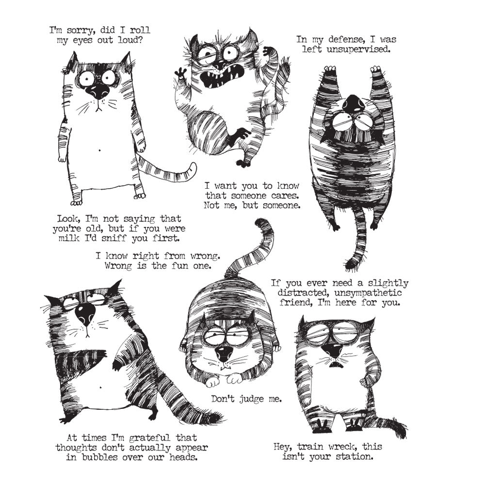 Tim Holtz Cling Rubber Stamps SNARKY CAT CMS392