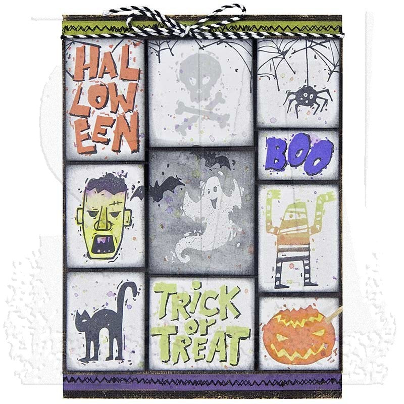 Tim Holtz Cling Rubber Stamps SPOOKY SCRIBBLES CMS349 boo