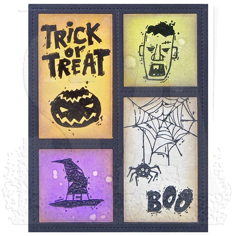 Tim Holtz Cling Rubber Stamps SPOOKY SCRIBBLES CMS349 trick or treat