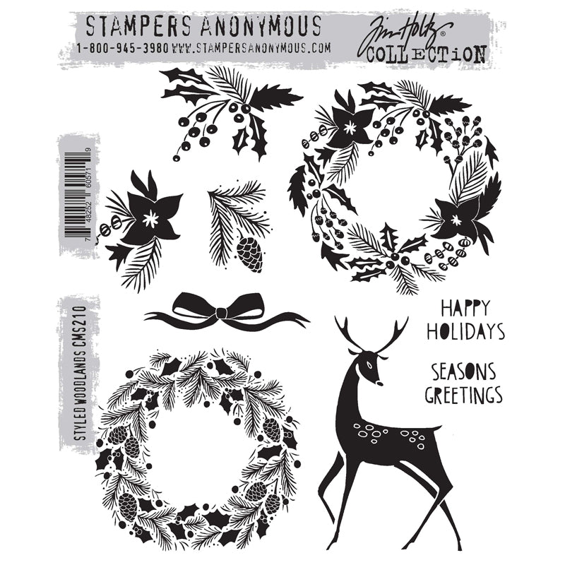 Tim Holtz Cling Rubber Stamps STYLED WOODLANDS CMS210