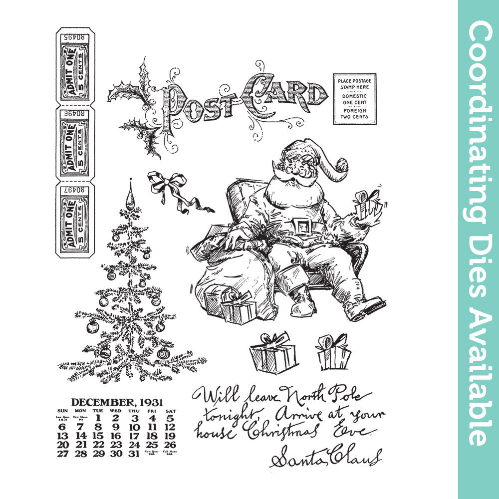 Tim Holtz Cling Rubber Stamps Santa Visit cms500