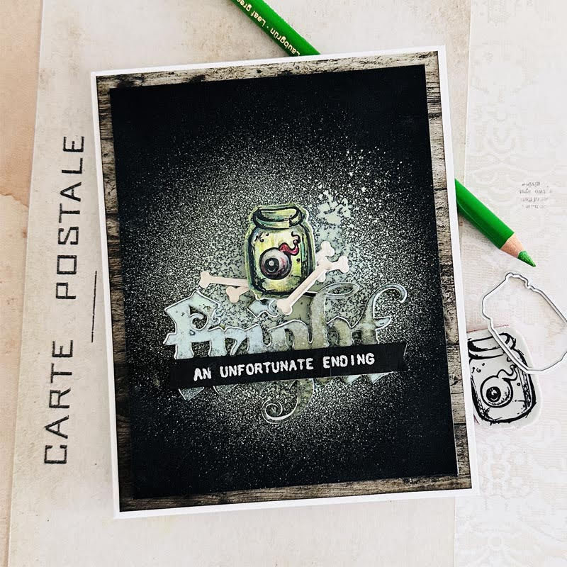 Tim Holtz Cling Rubber Stamps Scared Silly cms311 eyeball in a jar card
