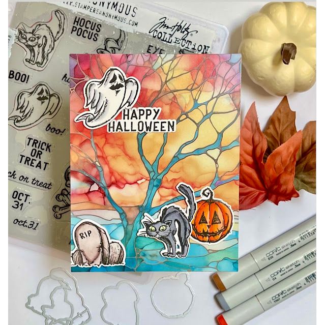 Tim Holtz Cling Rubber Stamps Scared Silly cms311 happy halloween card