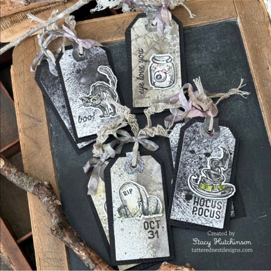 Tim Holtz Cling Rubber Stamps Scared Silly cms311 scary halloween tags stacy hutchinson