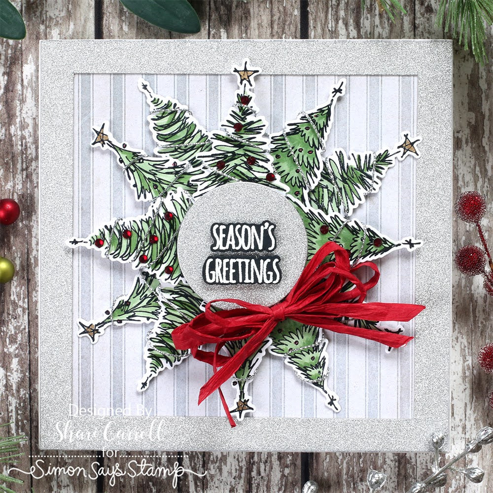 Tim Holtz Cling Rubber Stamps Scribbly Christmas cms249 bow