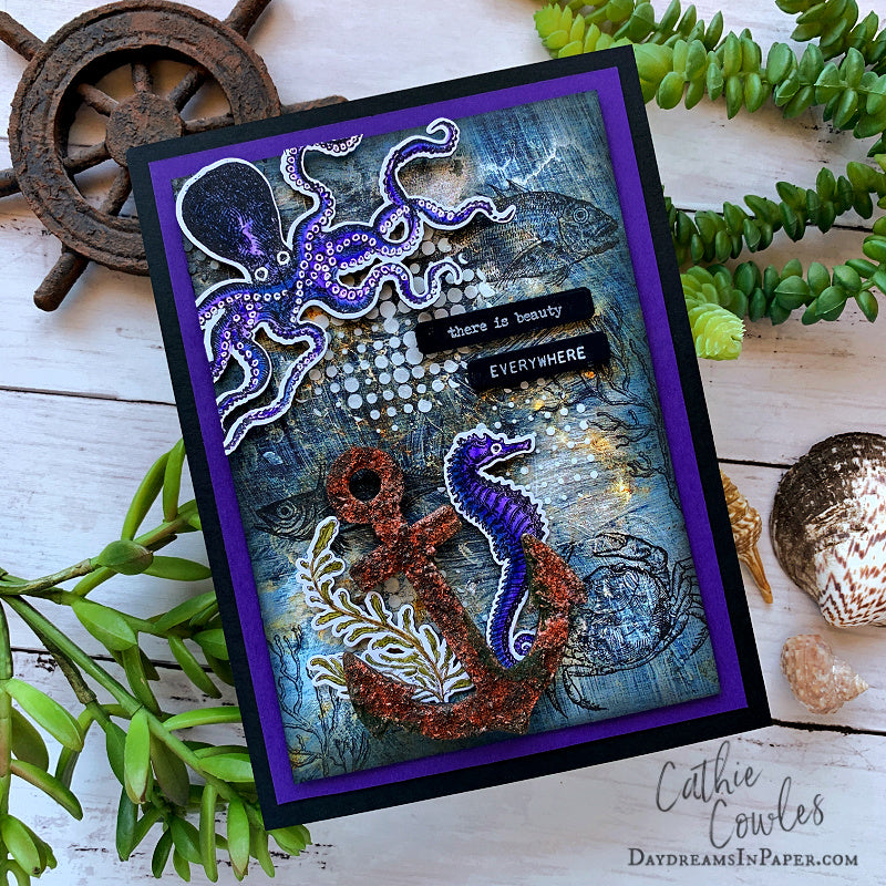 Tim Holtz Cling Rubber Stamps Sea Life cms304 beauty everywhere card cathie cowles