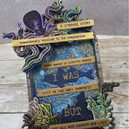 Tim Holtz Cling Rubber Stamps Sea Life cms304 octopus blue purple gold words fish underwater coral frame