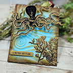 Tim Holtz Cling Rubber Stamps Sea Life cms304 octopus gold card