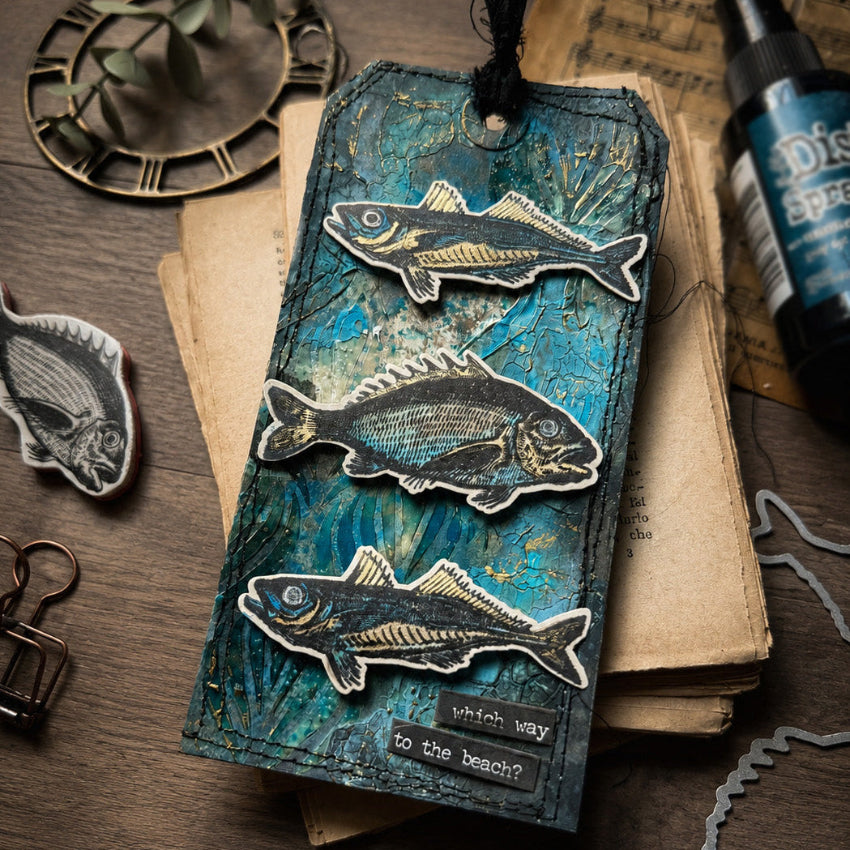 Tim Holtz Cling Rubber Stamps Sea Life cms304 to the beach tag zoey scarpelli