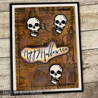 Tim Holtz Cling Rubber Stamps Seasonal Catalog 1 CMS174 happy halloween skulls card ruth hagan