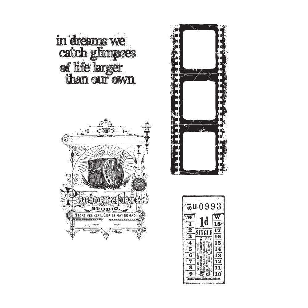 Tim Holtz Cling Rubber Stamps Set CAPTURED MOMENTS CMS037