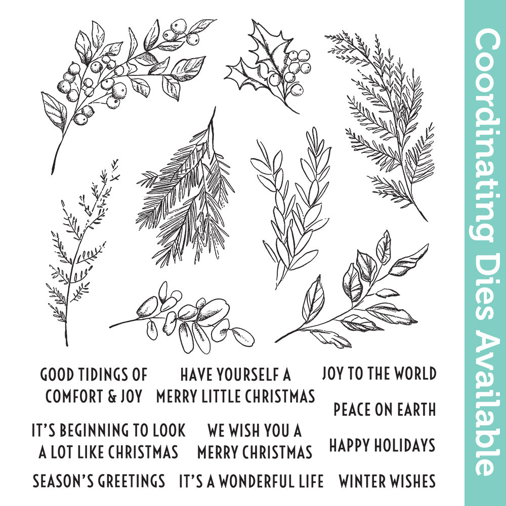 Tim Holtz Cling Rubber Stamps Sketch Greenery CMS429