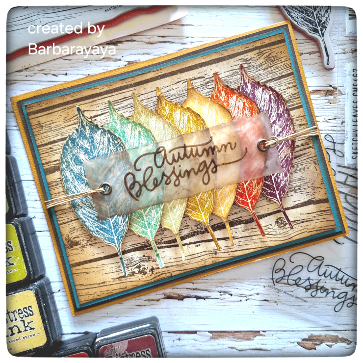 Tim Holtz Cling Rubber Stamps Sketchy Leaves cms467 blessings | color-code:ALT03