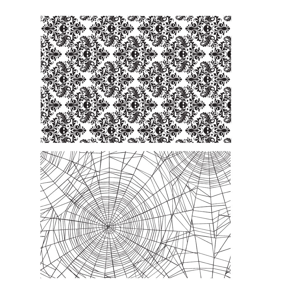 Tim Holtz Cling Rubber Stamps Skulls and Cobwebs cms306