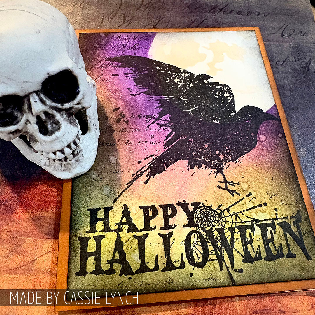 Tim Holtz Cling Rubber Stamps Spooky Stuff CMS068 happy halloween card cassie lynch