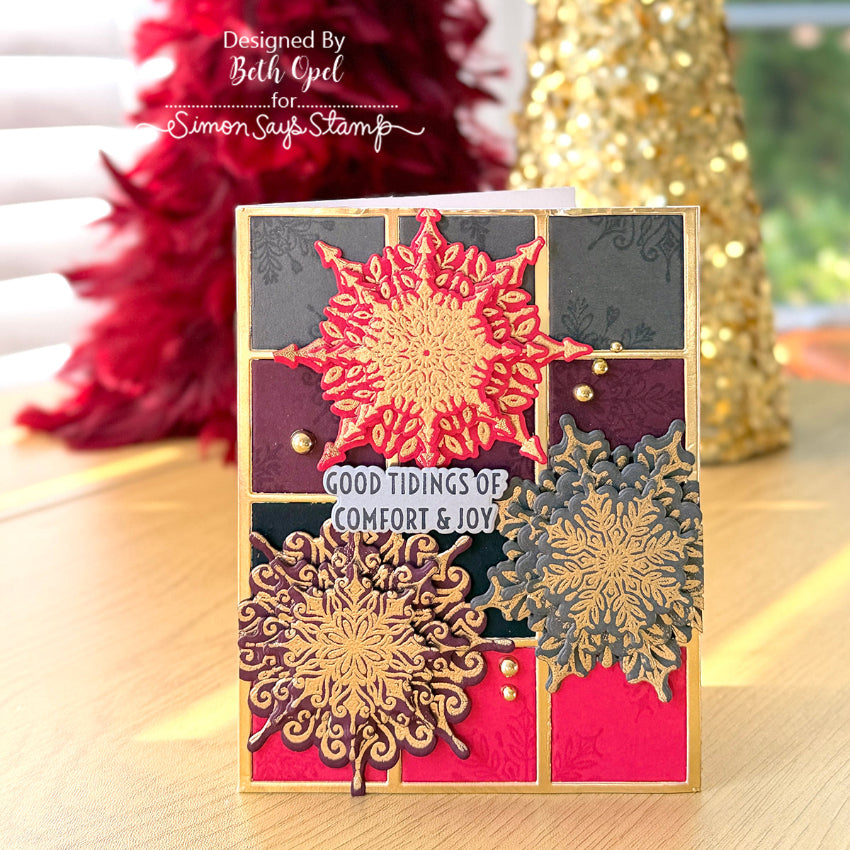 Tim Holtz Cling Rubber Stamps Swirly Snowflakes cms319 good tidings of comfort and joy card beth opel