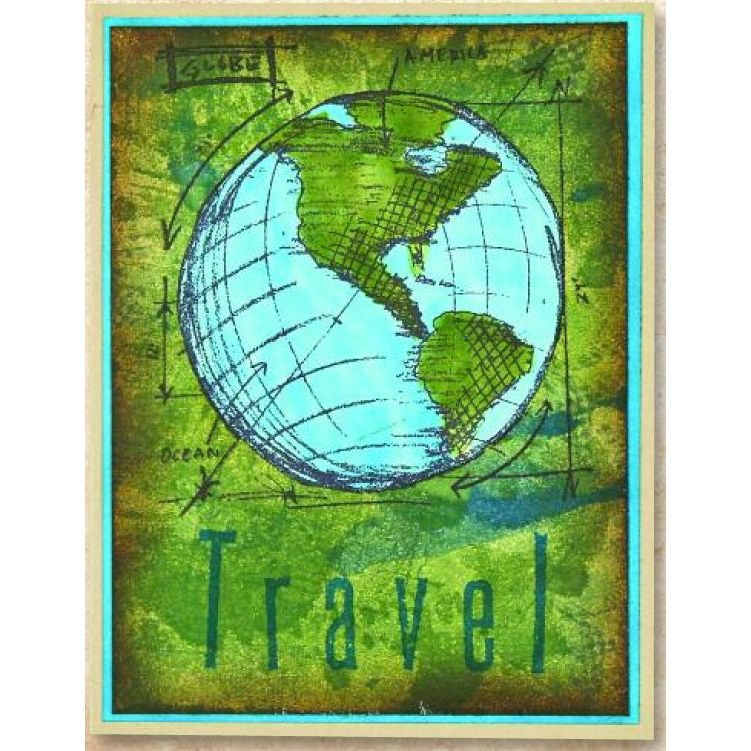 Tim Holtz Cling Rubber Stamps TALL TEXT CMS166 globe