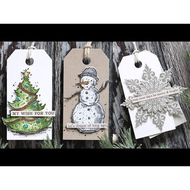 Tim Holtz Cling Rubber Stamps TATTERED CHRISTMAS CMS318 tags