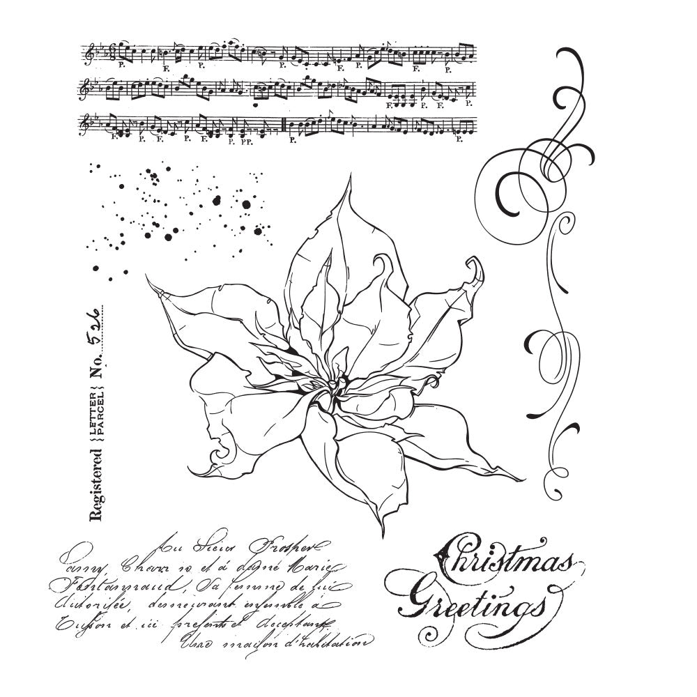 Tim Holtz Cling Rubber Stamps THE POINSETTIA CMS426