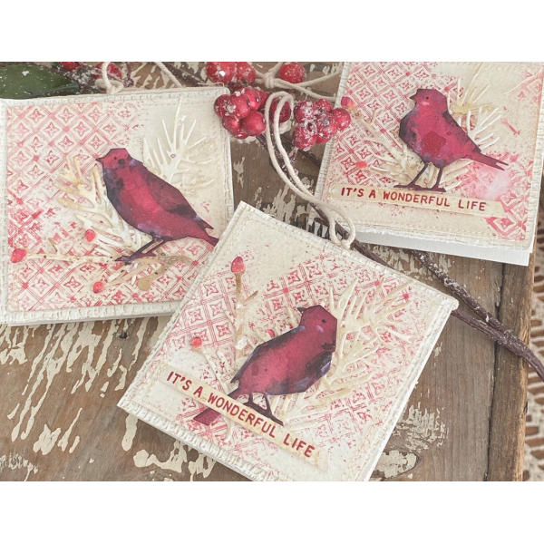 Tim Holtz Cling Rubber Stamps TILES AND MOSAIC CMS259 birds