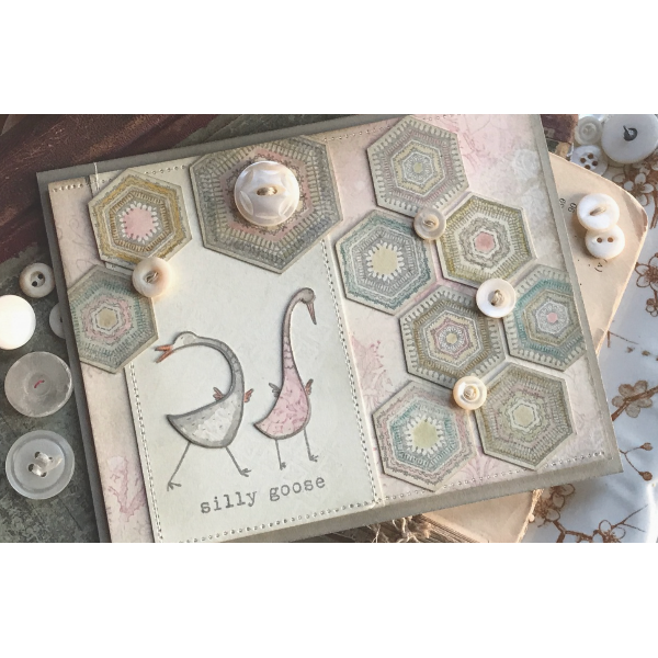 Tim Holtz Cling Rubber Stamps TILES AND MOSAIC CMS259 goose