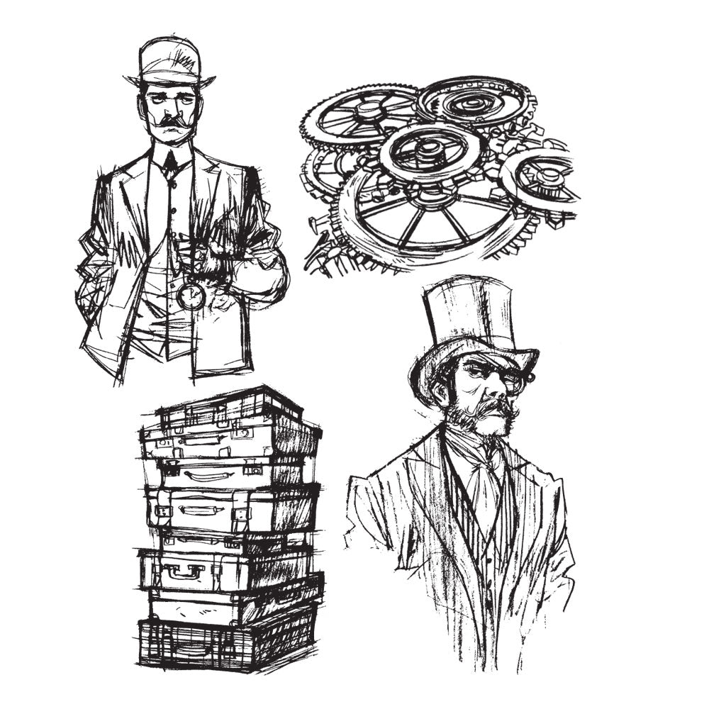 Tim Holtz Cling Rubber Stamps TIME TRAVELERS cms157