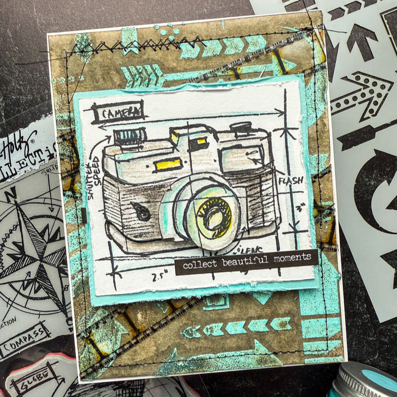 Tim Holtz Cling Rubber Stamps TRAVEL BLUEPRINT CMS148 arrows | color-code:ALT02