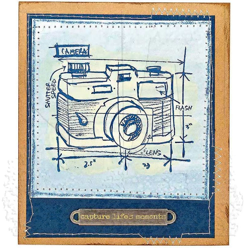 Tim Holtz Cling Rubber Stamps TRAVEL BLUEPRINT CMS148 camera