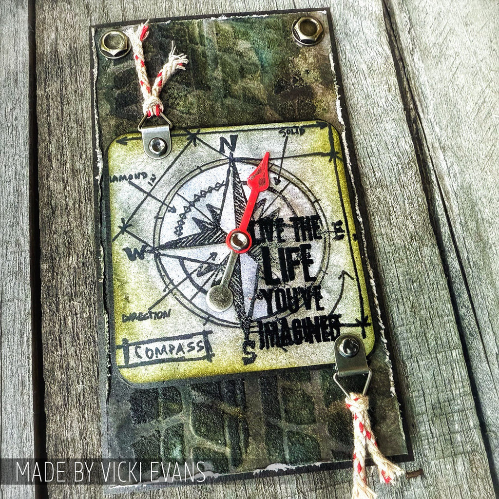 Tim Holtz Cling Rubber Stamps TRAVEL BLUEPRINT CMS148 compass