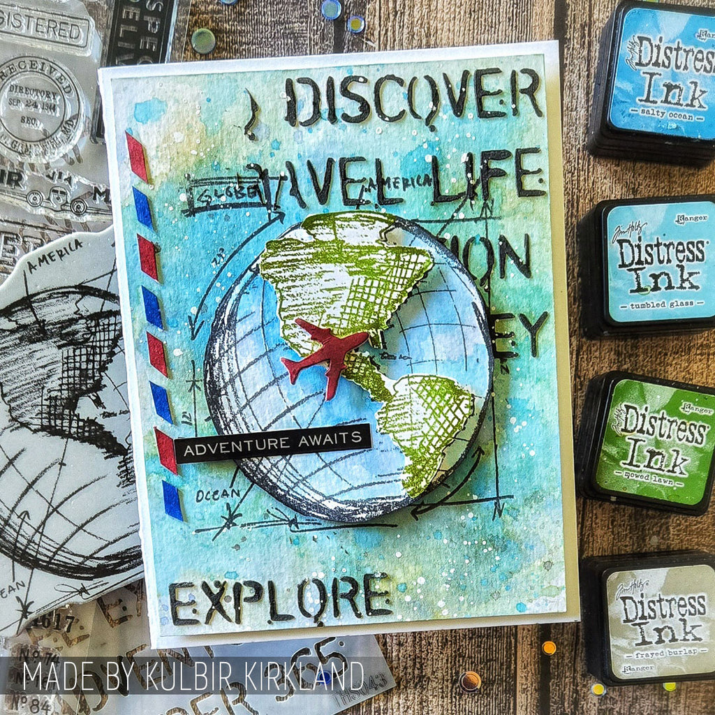 Tim Holtz Cling Rubber Stamps TRAVEL BLUEPRINT CMS148 explore