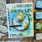 Tim Holtz Cling Rubber Stamps TRAVEL BLUEPRINT CMS148 explore