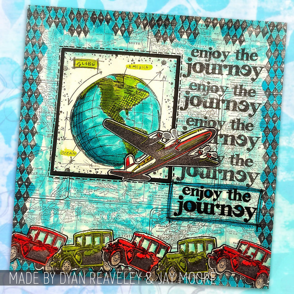 Tim Holtz Cling Rubber Stamps TRAVEL BLUEPRINT CMS148 journey