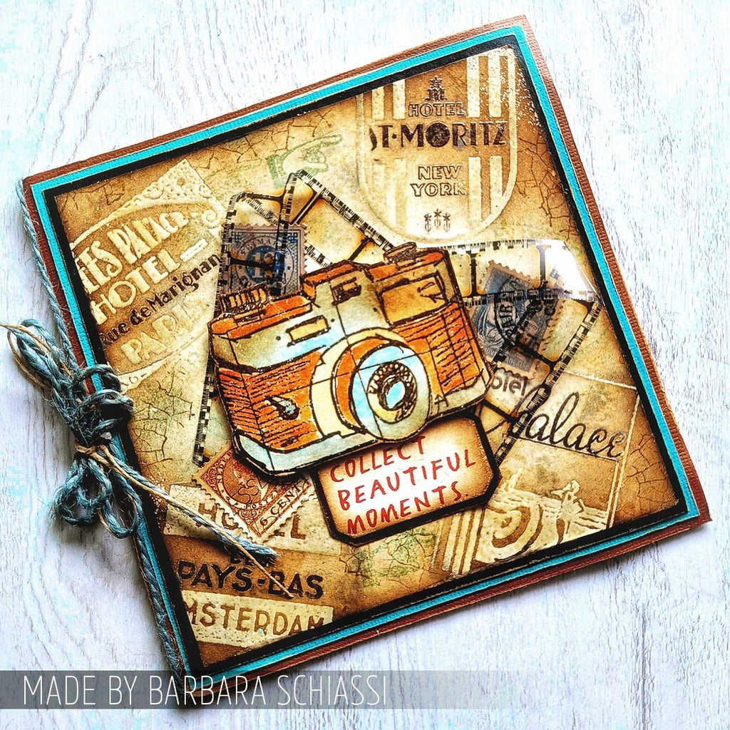 Tim Holtz Cling Rubber Stamps TRAVEL LABELS CMS108 camera