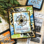 Tim Holtz Cling Rubber Stamps TRAVEL LABELS CMS108 compass