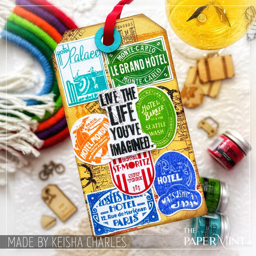Tim Holtz Cling Rubber Stamps TRAVEL LABELS CMS108 travel