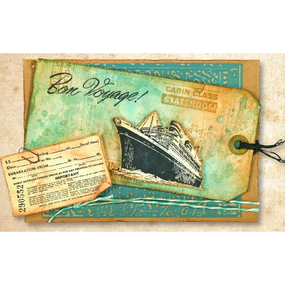 Tim Holtz Cling Rubber Stamps TRAVEL WAYS cms162 tag