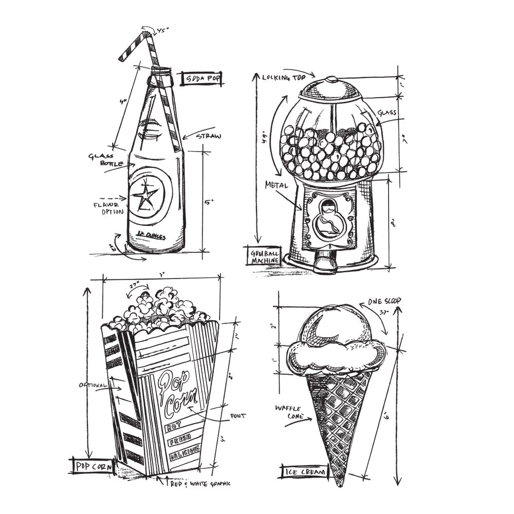 Tim Holtz Cling Rubber Stamps TREATS BLUEPRINT cms195