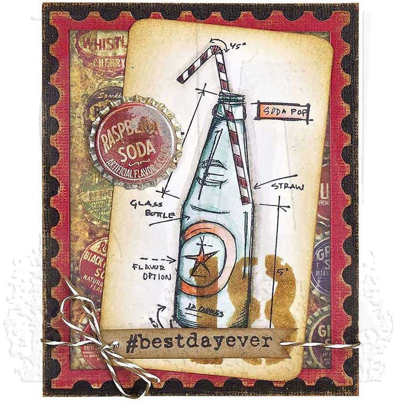 Tim Holtz Cling Rubber Stamps TREATS BLUEPRINT cms195 soda
