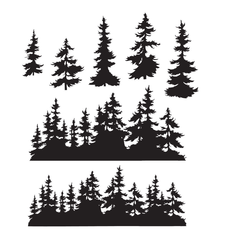 Tim Holtz Cling Rubber Stamps  TREE LINE CMS244
