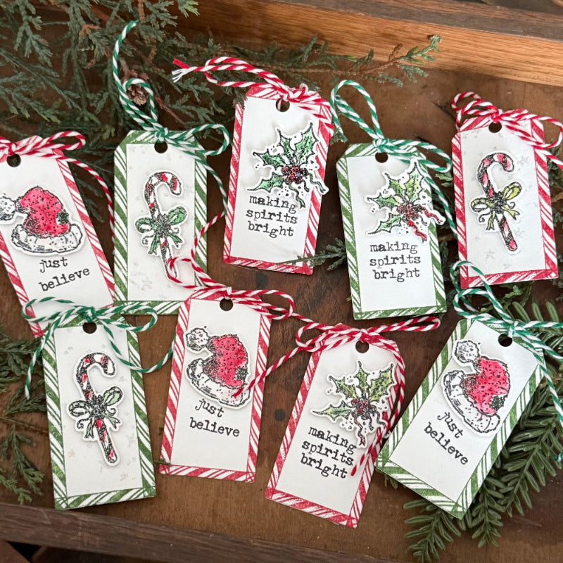 Tim Holtz Cling Rubber Stamps Tattered Christmas cms318 fun tags