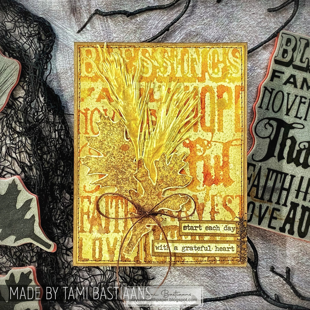 Tim Holtz Cling Rubber Stamps Thankful Silhouettes cms116 golden