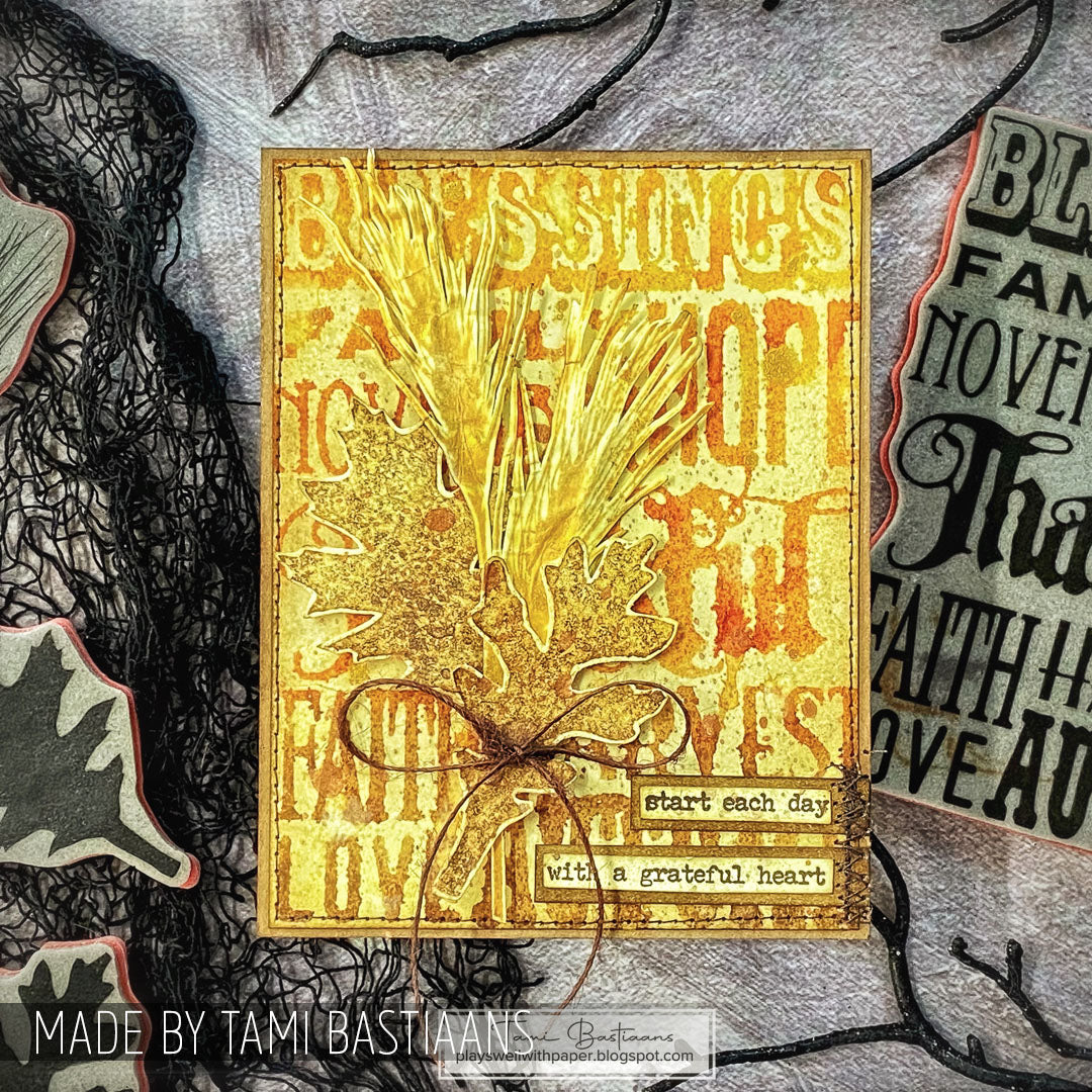 Tim Holtz Cling Rubber Stamps Thankful Silhouettes cms116 golden