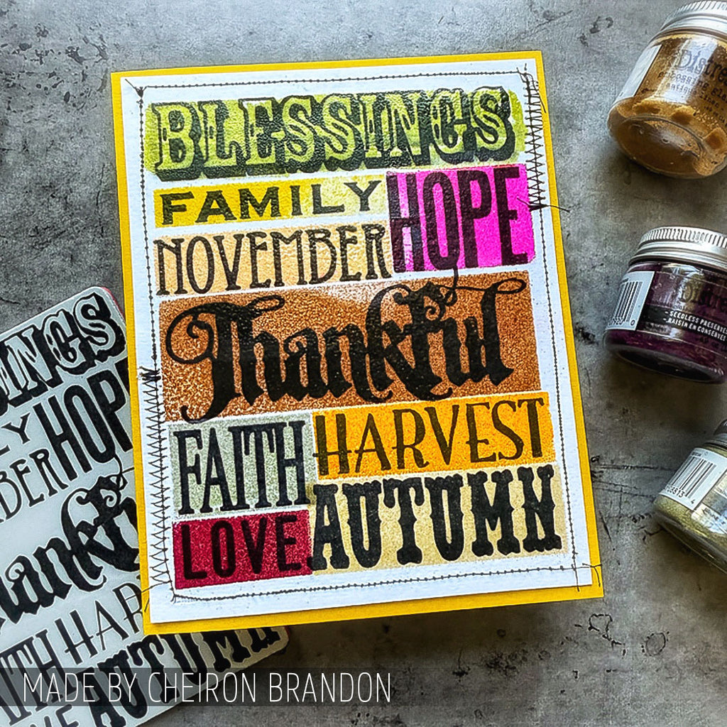 Tim Holtz Cling Rubber Stamps Thankful Silhouettes cms116 thankful