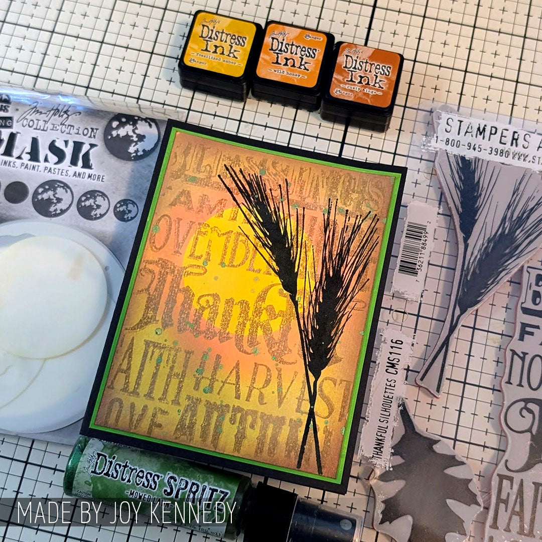 Tim Holtz Cling Rubber Stamps Thankful Silhouettes cms116 wheat