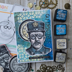 Tim Holtz Cling Rubber Stamps The Inspector cms465 blue background