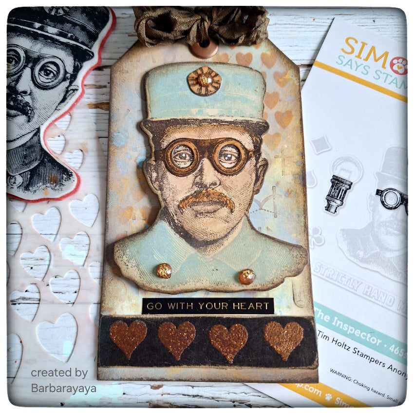 Tim Holtz Cling Rubber Stamps The Inspector cms465 hearts background