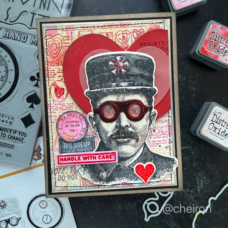 Tim Holtz Cling Rubber Stamps The Inspector cms465 hearts galore