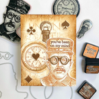 Tim Holtz Cling Rubber Stamps The Inspector cms465 sepia background